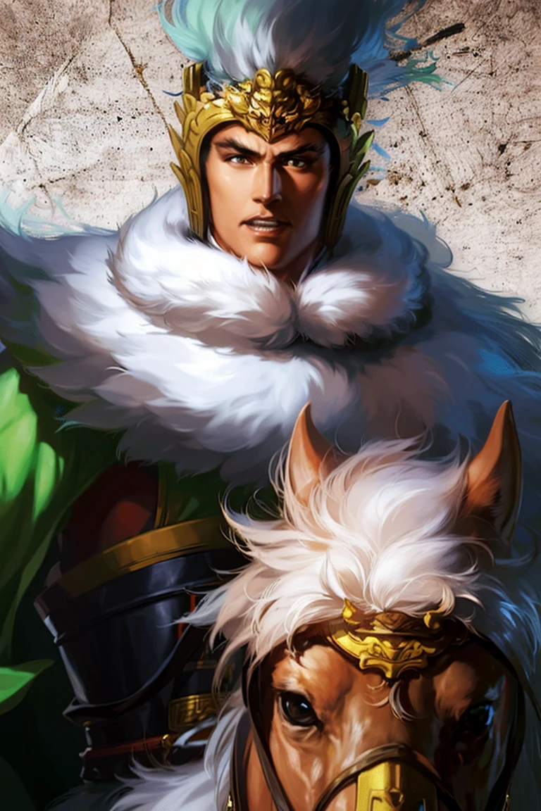 (8k, RAW photo, best quality, masterpiece:1.2), (realistic, photo-realistic:1.37), chinese male, chinese, fur_trim, fur_collar, fur_cape, fur, fur-trimmed_coat, fur-trimmed_jacket, fur_coat, coat, helmet, fur-trimmed_sleeves, fur-trimmed_cape, teeth, upper_body