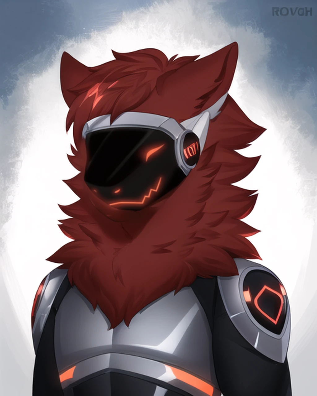uploaded to e621, explict content, by havoc63, by ruan jia, by michael garmash, by foxovh, solo, (male:1.3), protogen, looking at viewer, (protogen face:1.2), (protogen visor:1.2), detailed fur, pretty hair, glossy hair, cinematic lighting, detailed lighting, realistic lighting, (upper body:1.1), intense lighting, shiny, forest background, forest
