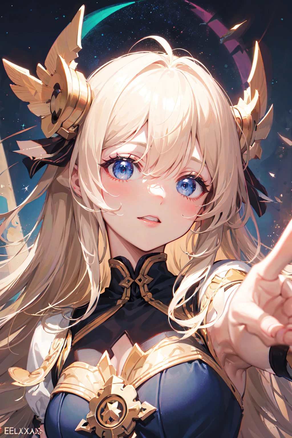 orion,planet,stars,perfect 5 fingers,art by Eagelaxis,detailed face,stars in the eyes