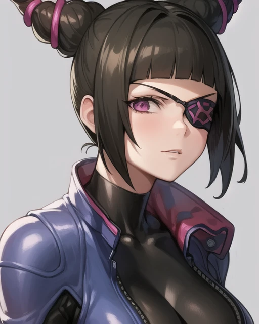 masterpiece, best quality , 1girl, JuriMS , sfv , hair horns, eye bangs, eyepatch, <lora:JuriMS:1>