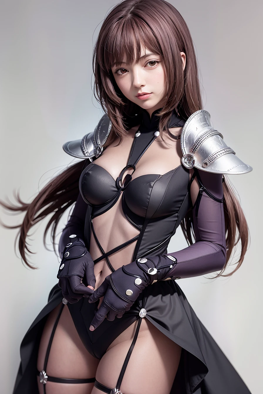 masterpiece, best quality,1girl,scathackl1, bodysuit,(white armour:1.2),(kbxll:0.6)