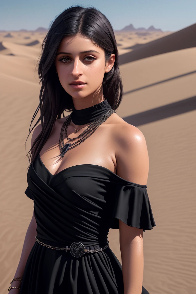 photograph of (Italian woman:1.3) (sharp focus:1), (long hair)(black hair:1.5), (olive skin tone), (black off shoulder gown:1.6), large breasts, cleavage, detailed skin texture, (slim, petite), (perfect eyes:1.3), (inside of her Roman environment:1.1), natural lighting, (ultra fine body hair), (detailed hands), narrow hips, slim petite body, fit body, perfect hands, (real skin), (textured skin:1.4), (intricately detailed eyes:1.2), (subsurface scattering:0.9), (depth of field:1.2), 19 years old