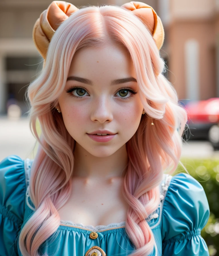 rlfce realistic person, closeup photo face, selfie photo, portrait style, solo mid shot portrait photo of [Dove Cameron|Sarah Hyland] as [Christen Harper|Lana Del Rey] as a real life version of (Princess Peach:1.28)
open office fantasy background, charming smirking
by Karol Bak and Will Eisner ultra realistic highly detailed intricate photorealistic analog style photograph sharp focus on eyes, cinematic lighting