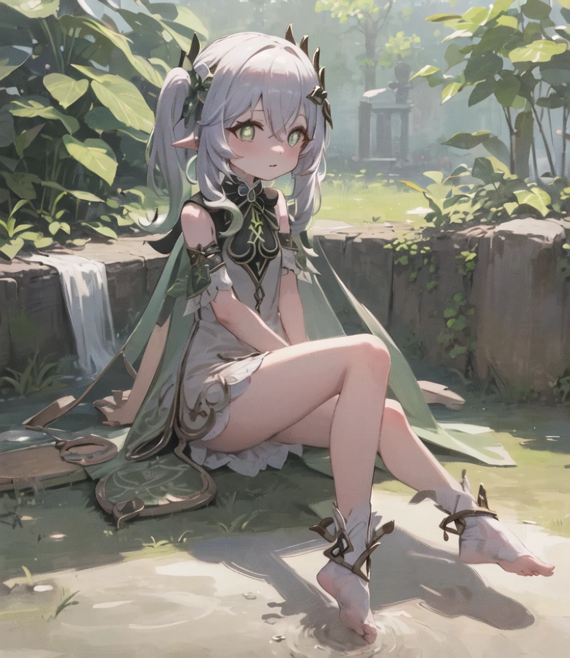 masterpiece, best quality, 1girl, (solo:1.2), nahida_genshin, (cross-shaped pupils:1.3), side ponytail, default_dress, green cape <lora:Nahida2:1>
