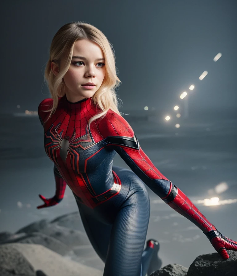 solo mid shot portrait photo of [Carey Mulligan|Sveta Bilyalova] as [[blakelively1|jennaot_sd15]] as a real life version of ((spidey512:0.9):1.28)
dark fantasy background, charming smirking
by Larry Elmore and Elizabeth Gadd ultra realistic highly detailed intricate photorealistic analog style photograph sharp focus on eyes, cinematic lighting
