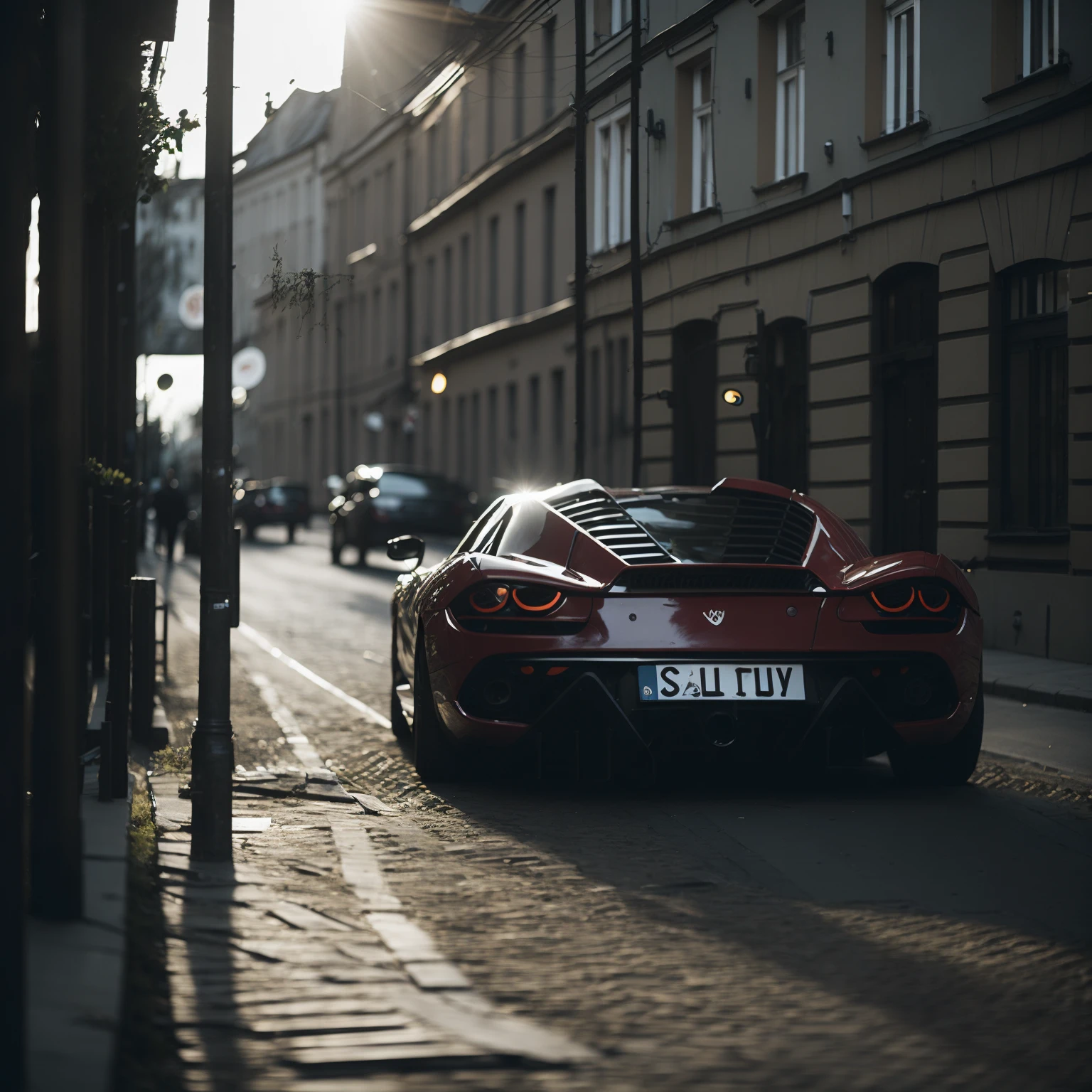 Sports car in Vilnius, Lithuania Spiritual atmosphere Backlighting