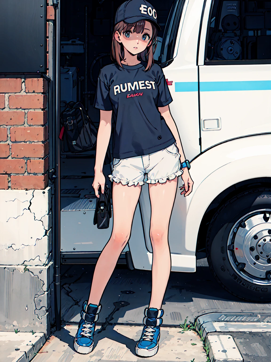 best quality, detailed background, girl, ,euro_street, random_wear, <lora:kobayakawaSaeIdolm_delta:1>