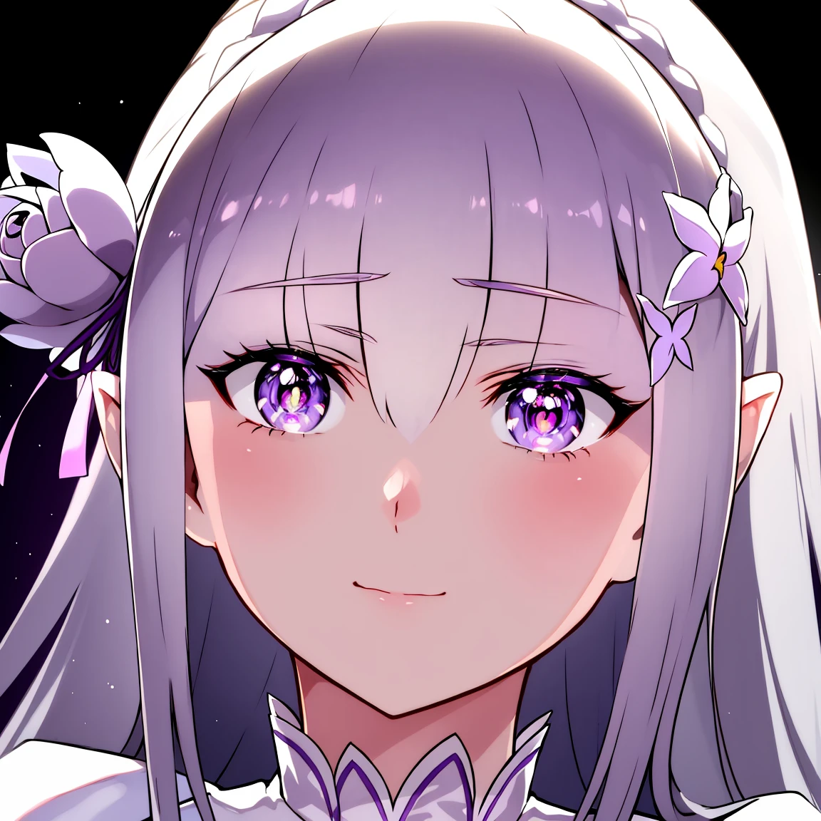 best quality, highres,ultra-detailed, solo_focus, <lora:EmiliaV10:1>, Emilia,close-up, eye focus, detailed intricate eyes, deep detailed eyes, light blue pupils, purple eyes