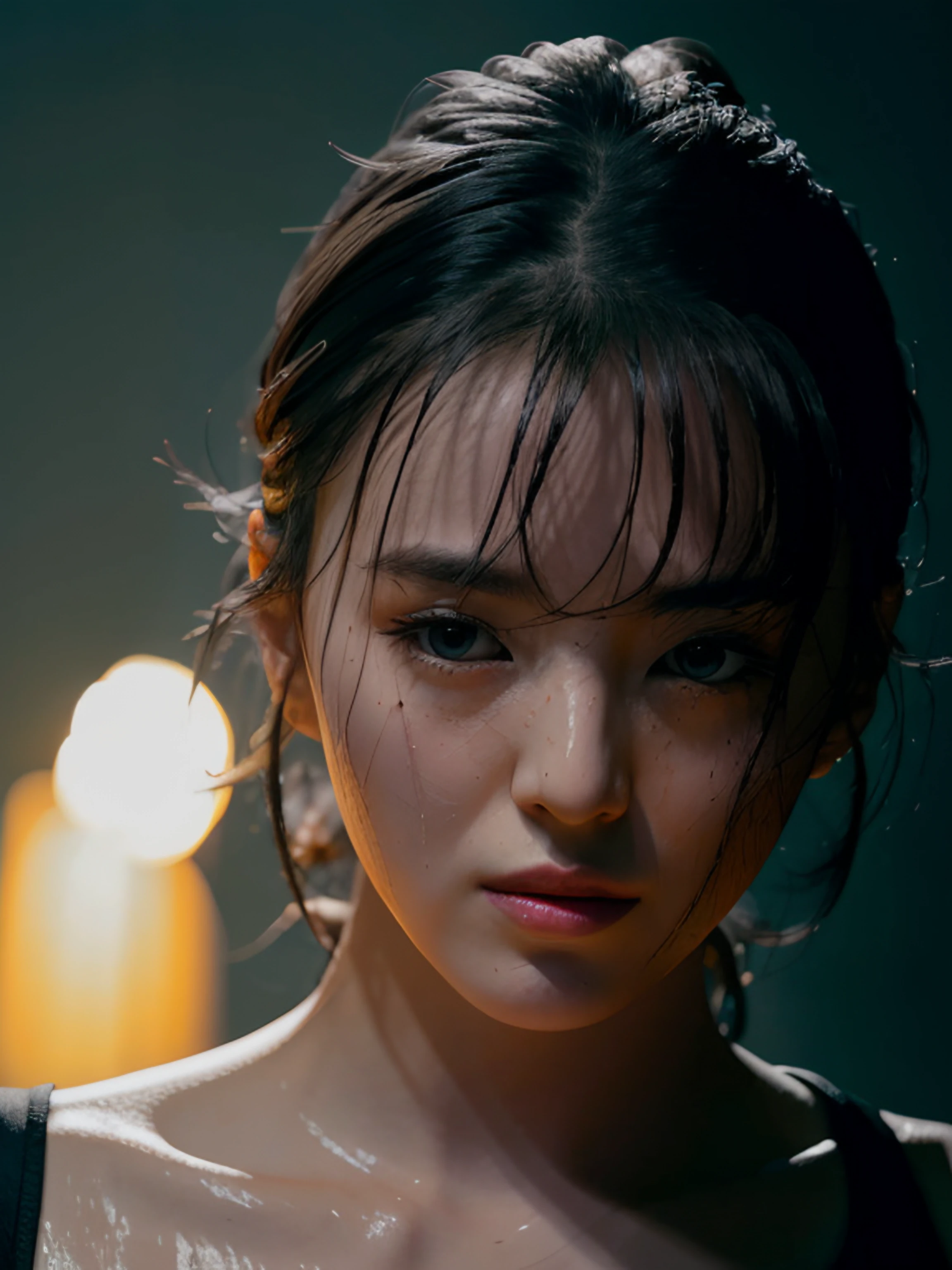 hansohee wearing boxing gloves, hair tied up, hair bangs, wet, gym, standing, close up,
analog style, hyper realistic lifelike texture dramatic lighting unrealengine trending on artstation,award winning photo,nikon RAW photo,8 k,Fujifilm XT3,masterpiece, best quality, realistic, photorealistic,ultra detailed,extremely detailed face,
dark, rim lighting, two tone lighting, dimly lit, low key,
<lora:hansohee-sd1.5-newcaption-50step-000001:0.8> <lora:epiNoiseoffset_v2:0.4>