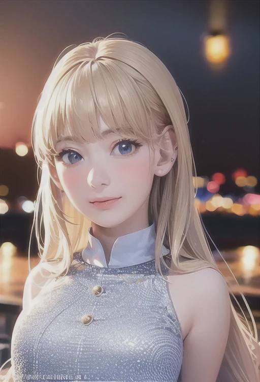 (8k, best quality, masterpiece:1.2), (realistic, photo-realistic:1.37), ultra-detailed, 1 girl,cute, solo,midnight,beautiful detailed sky,detailed cafe,sitting,dating,(nose blush),(smile:1.15),(closed mouth) small breasts,beautiful detailed eyes,floating hair NovaFrogStyle,backless dress