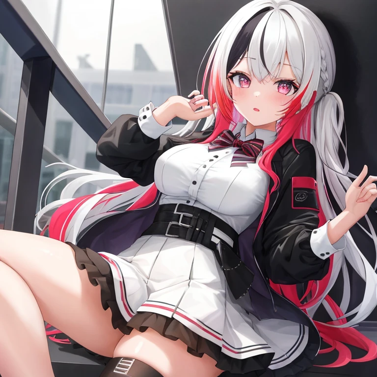best quality, 1girl, detailed clothing, multicolored eyes, two-toned_hair