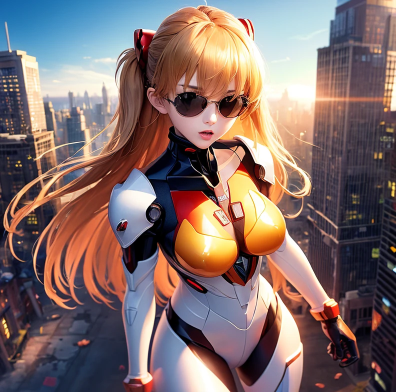 (8k, best quality, masterpiece:1.2), ultra-detailed, Masterpiece, realistic lighting,masterpiece, best quality, masterpiece, official art,extremely detailed CG unity 8k wallpaper,beautiful detailed eyes, light on face, 1girl, Asuka, breasts, pilot_suit, plugsuit, white_bodysuit, gloves, hair_ornament, bracer, full body, mecha, armor, ( city ruins), (battlefield:1.3)  <lora:Asuka:1>