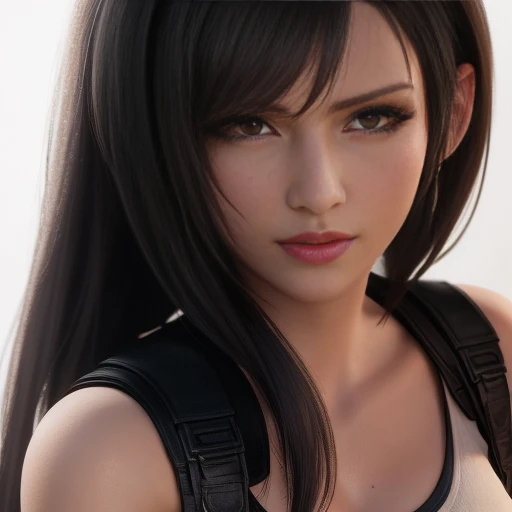 Tifa Lockhart, final fantasy 7 remake, intricate, detailed, highres, 8k, detailed hair, detailed skin, masterpiece, detailed background, very long hair, realistic, <lora:tifa lockhart:0.6>,