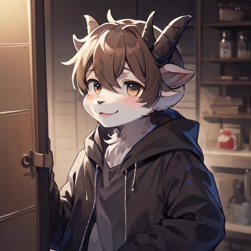 ((solo)), charming scene of a (Anthro furry) (goat_boy:1.5),(brown_fur:1.5).