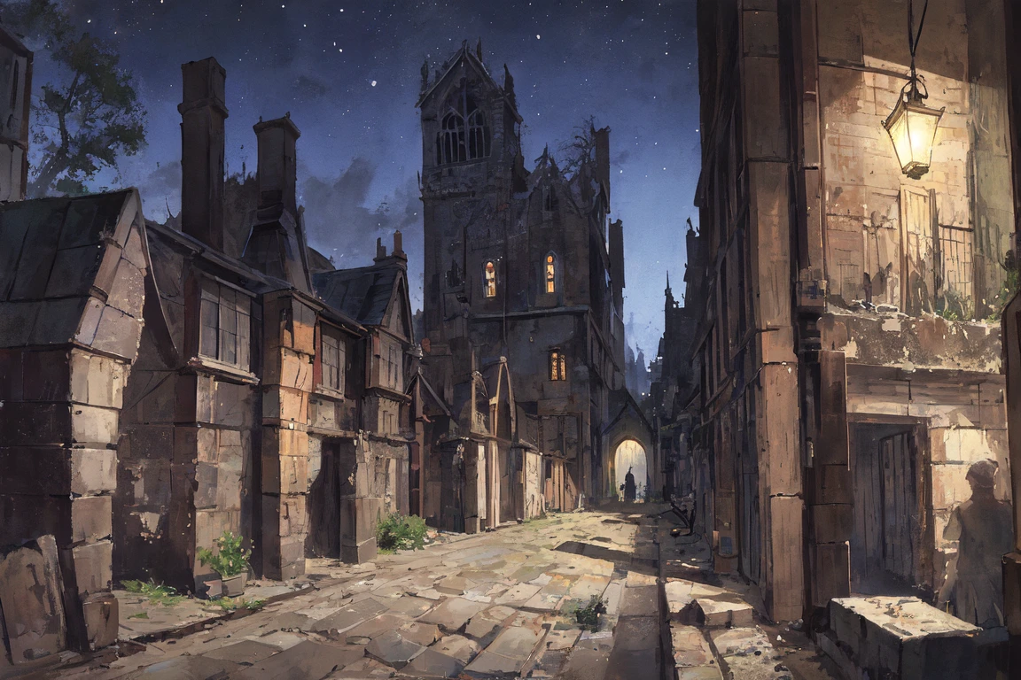 masterpiece, best quality, no humans, ruins,gothic_mansion,night.