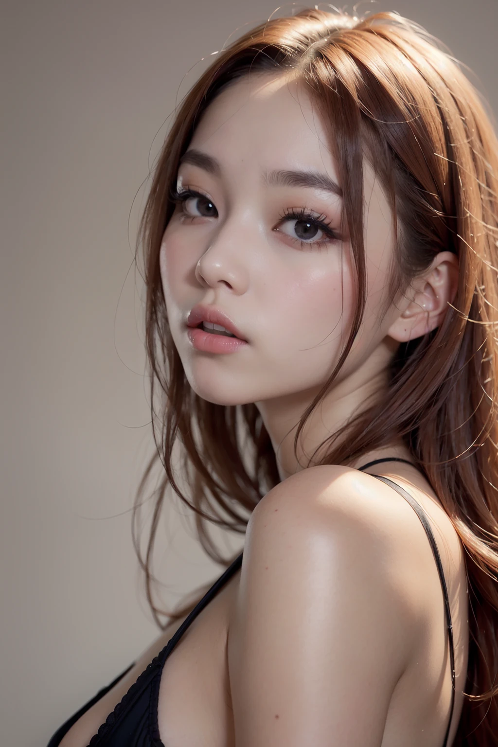 ultra realistic details, sharp focus, detailed skin, 1 korean cute girl, small head,
(21 years old cute Korean girl:1.2), (kpop idol:1.2), (korean beauty:0.8), (korean mixed), (portrait:1.2),
(large breasts),