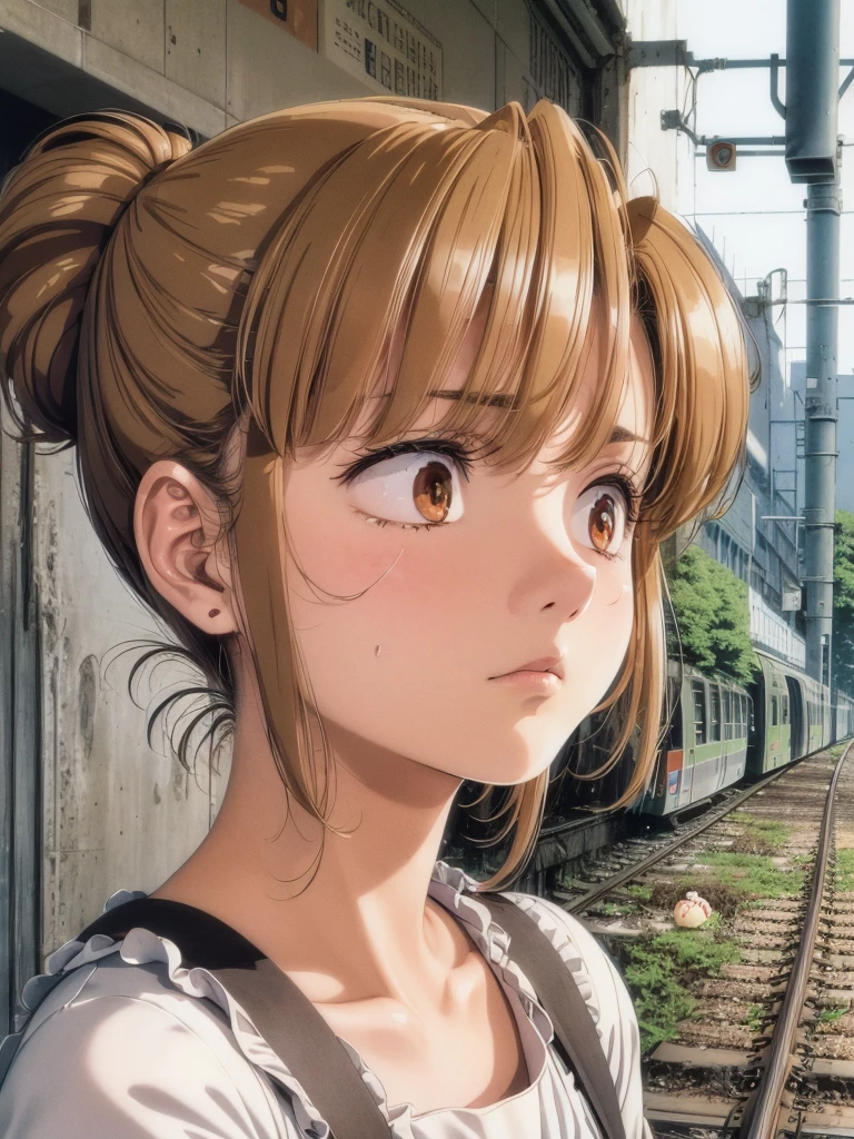 <lora:urushisato_v15:1.0> (urushisato:1.0), 
illustration, best quality, masterpiece, 1980's and 1990's, neutral, high detail, 
(portrait:2.0), regular lady 1girl and man 1boy standing at deserted (train station platform:1.3), narrowed eyes, furrowed brow,  (ice cream cone:1.2), boring, mundane, calm, airy, shade, countryside, strong sunlight, no humans,