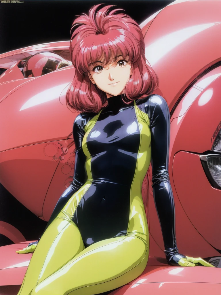 <lora:urushisato_v15:0.8> (urushisato:1.0),
smiling, 1980's and 1990's sexy k-pop idol in skinsuit, aqua eyes, pink (big hair:1.2), sitting inside mecha powered-armor, toshiba yamaha sony product designs, vintage electronics, neutral haze background, high detail, chrome