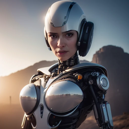 complex 3d render ultra detailed of a beautiful porcelain profile woman android face, cyborg, robotic parts, 150 mm, beautiful studio soft light, rim light, vibrant details, luxurious cyberpunk, lace, hyperrealistic, anatomical, facial muscles, cable electric wires, microchip, elegant, beautiful background, octane render, H. R. Giger style, 8k, best quality, masterpiece, illustration, an extremely delicate and beautiful, extremely detailed ,CG ,unity ,wallpaper, (realistic, photo-realistic:1.37),Amazing, finely detail, masterpiece,best quality,official art, extremely detailed CG unity 8k wallpaper, absurdres, incredibly absurdres, robot, silver halmet, full body, sitting<lora:LORA14DM320chilloutmix_NiPrunedFp32Fix:1>