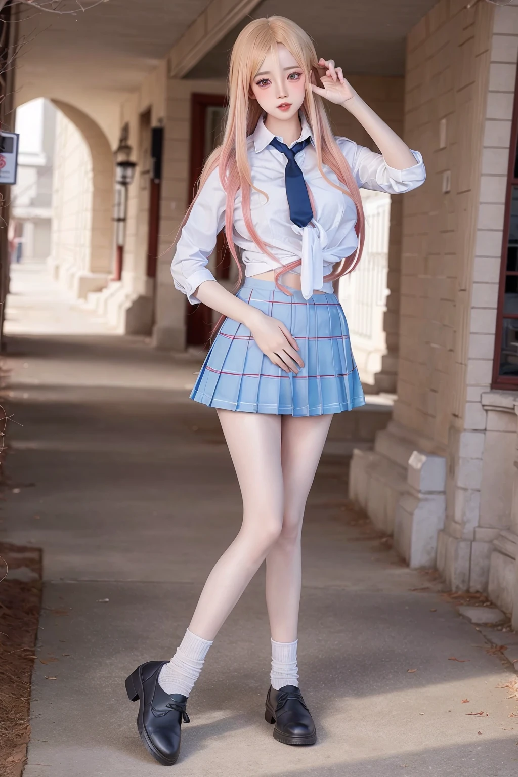 Draw a girl in a sailor's suit and hat, Themed costumes, anime full body illustration, Full body portrait of short skirt!, made with anime painter studio, Full body illustration, official character art, Cute anime girl in beautiful clothes, anime visual of a cute girl, Single character full body, drawn in anime painter studio, full-body portraits，solid color backdrop