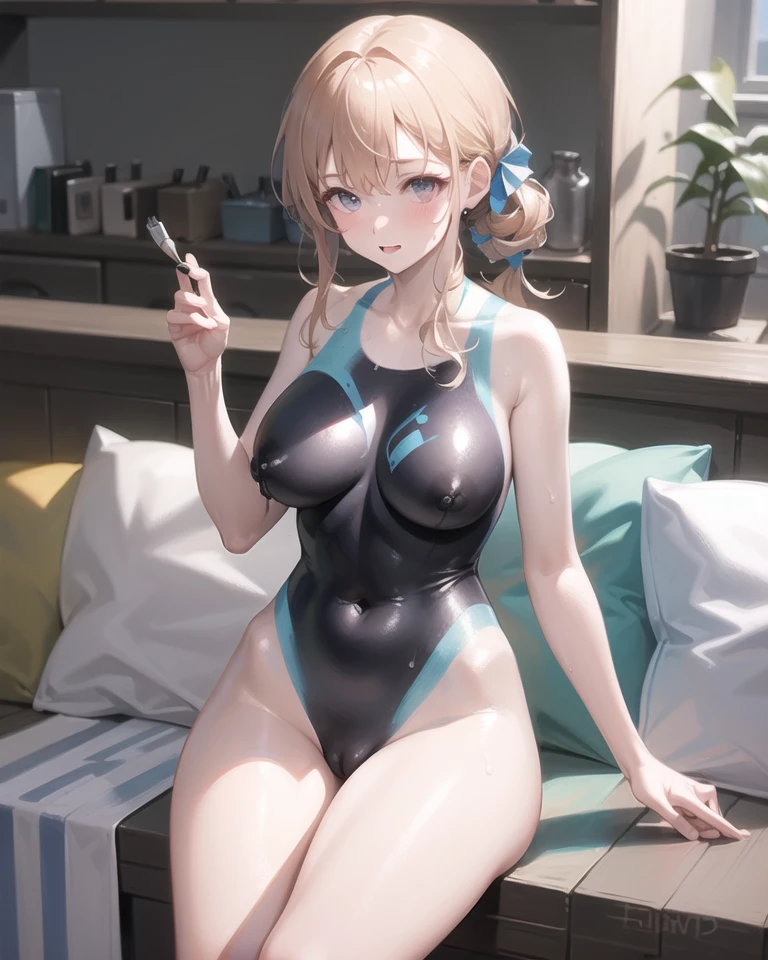 painted clothes,fake clothes,form fitting,swimsuit,, masterpiece,1girl,cute