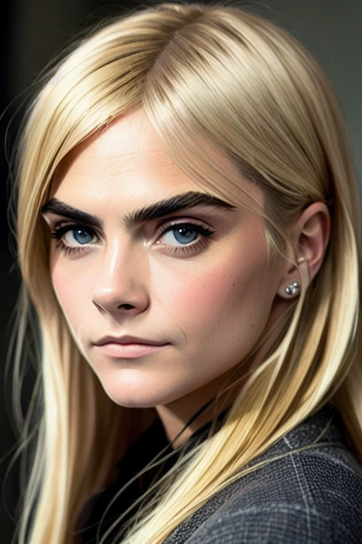 a portrait photo of (caradelevingne_ti-1850:0.98),long blonde hair, modelshoot style, (extremely detailed CG unity 8k wallpaper), photo of the most beautiful artwork in the world, professional majestic oil painting by Ed Blinkey, Atey Ghailan, Studio Ghibli, by Jeremy Mann, Greg Manchess, Antonio Moro, trending on ArtStation, trending on CGSociety, Intricate, High Detail, Sharp focus, dramatic, photorealistic painting art by midjourney and greg rutkowski,