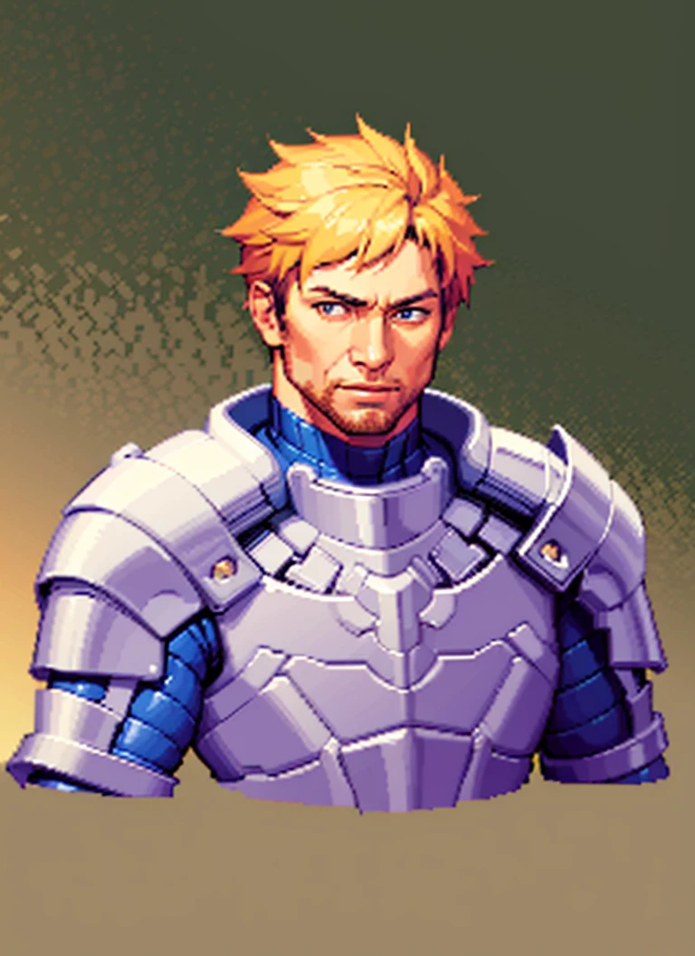 1boy, portrait of paladin in heavy armor, looking at viewer, very detailed, realistic, pixel art  <lora:sxz-pxl-v1:0.8>