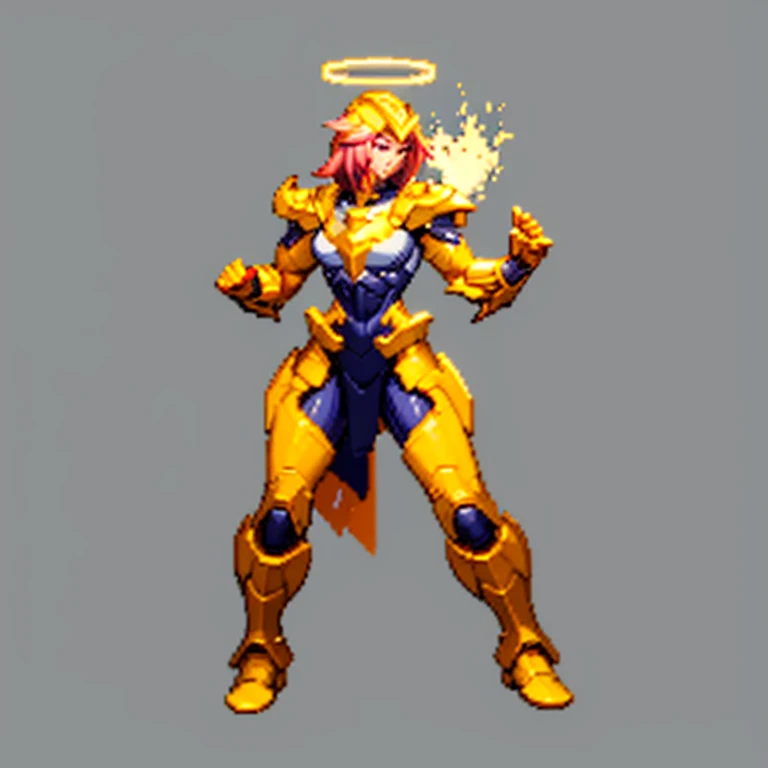 1girl, full body of beautiful paladin, armor, glowing halo, very detailed, realistic, simple background, transparent background, pixel art  <lora:sxz-pxl-v1:0.8>