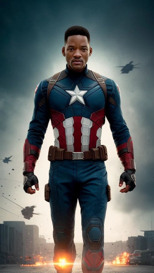 .<lora:epiNoiseoffset_v2:1>, Tarantino style Will Smith as Captain America 8k, high definition, detailed face, detailed face, detailed eyes, detailed suit, in style of marvel and dc, hyper-realistic in the style of pursuit by gesaffelstein, photorealistic, cinematic lighting, dark atmosphere, volumetric lighting, action pose, epic scene, lots of fine detail, movie style, photography, natural textures, natural light, natural blur, photorealism, cinematic rendering, ray tracing, highest quality, highest detail, Cinematic, Blur Effect, Long Exposure, 8K, Ultra-HD, Natural Lighting, Moody Lighting, Cinematic Lighting, hyper-realistic, vibrant, 8k, detailed, ultra detail,
