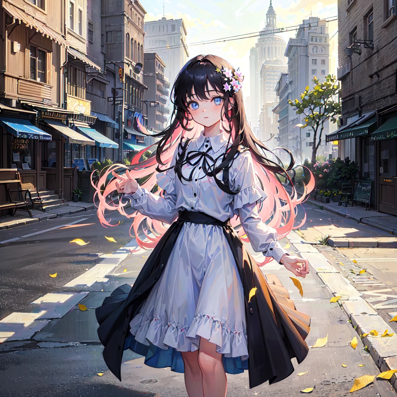 (masterpiece,best quality,ultra-detailed:1.6),illustration,
(solo,1girl,beautiful detailed eyes:1.2),
city,street,