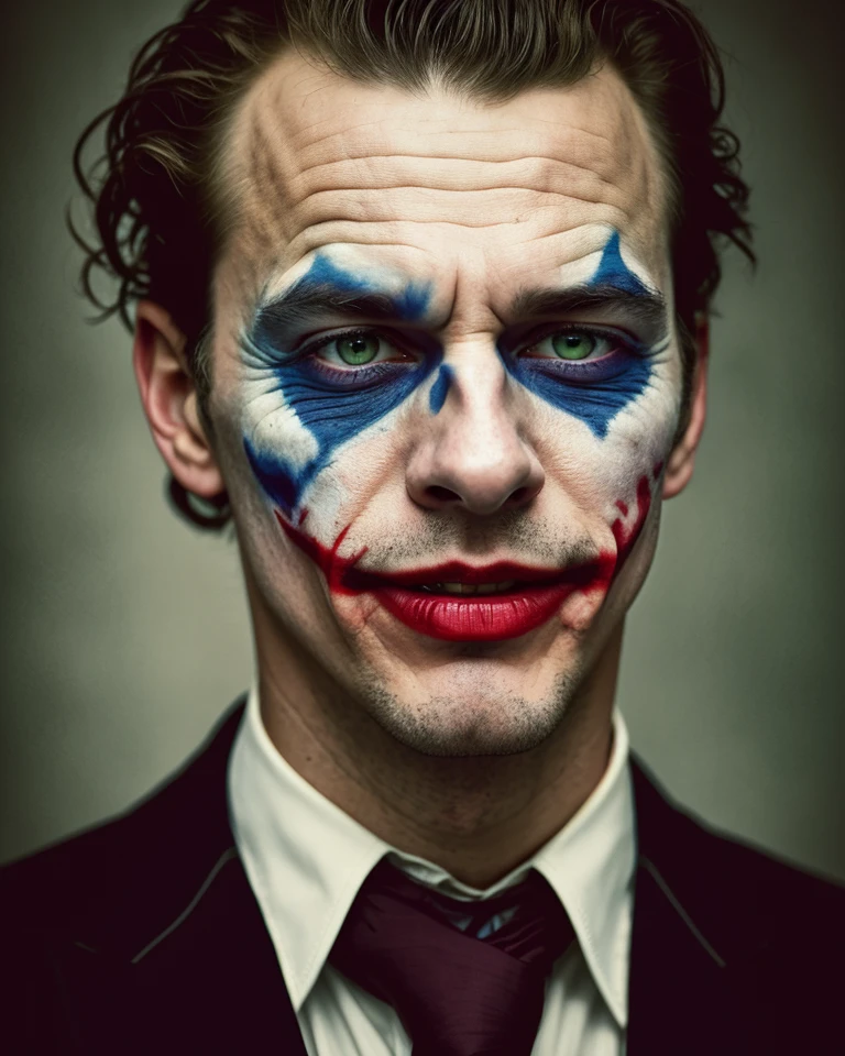 solo mid shot portrait photo of a real life joker
dark fantasy background, charming smirking
by Nikolina Petolas and Jeremy Mann ultra realistic highly detailed intricate photorealistic sharp focus on eyes, cinematic lighting