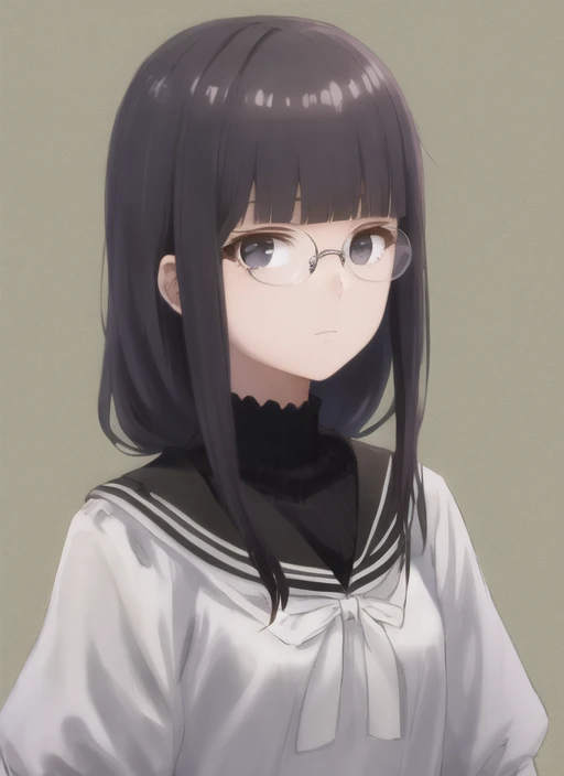 masterpiece, best quality, high quality, 1girl, solo,, glasses, round eyewear, upper body, <lora:glasses-2:1>, <lora:gundouMisuzuTomoChanIs_v05:0.6>, gundou_misuzu, expressionless,