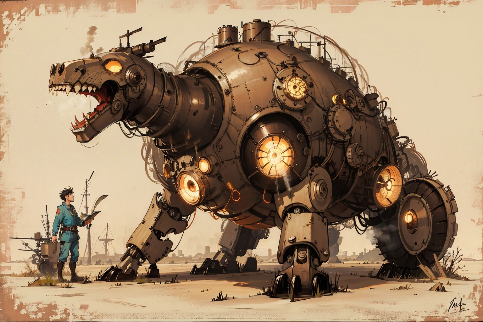 steampunkai,war, giant robot,