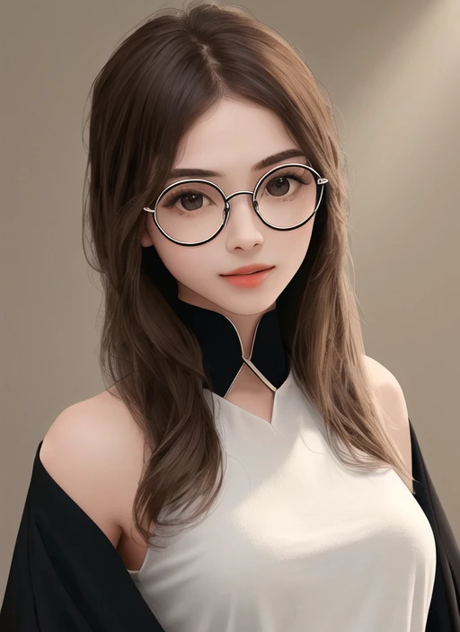 masterpiece, best quality, high quality, 1girl, solo, round eyewear, upper body, glasses <lora:glasses-2:1>
