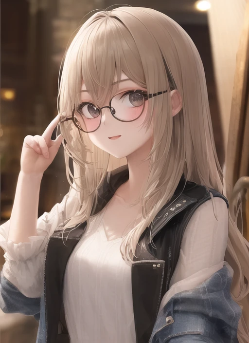 masterpiece, best quality, high quality, 1girl, solo, round eyewear, upper body, glasses <lora:glasses-f:1>,