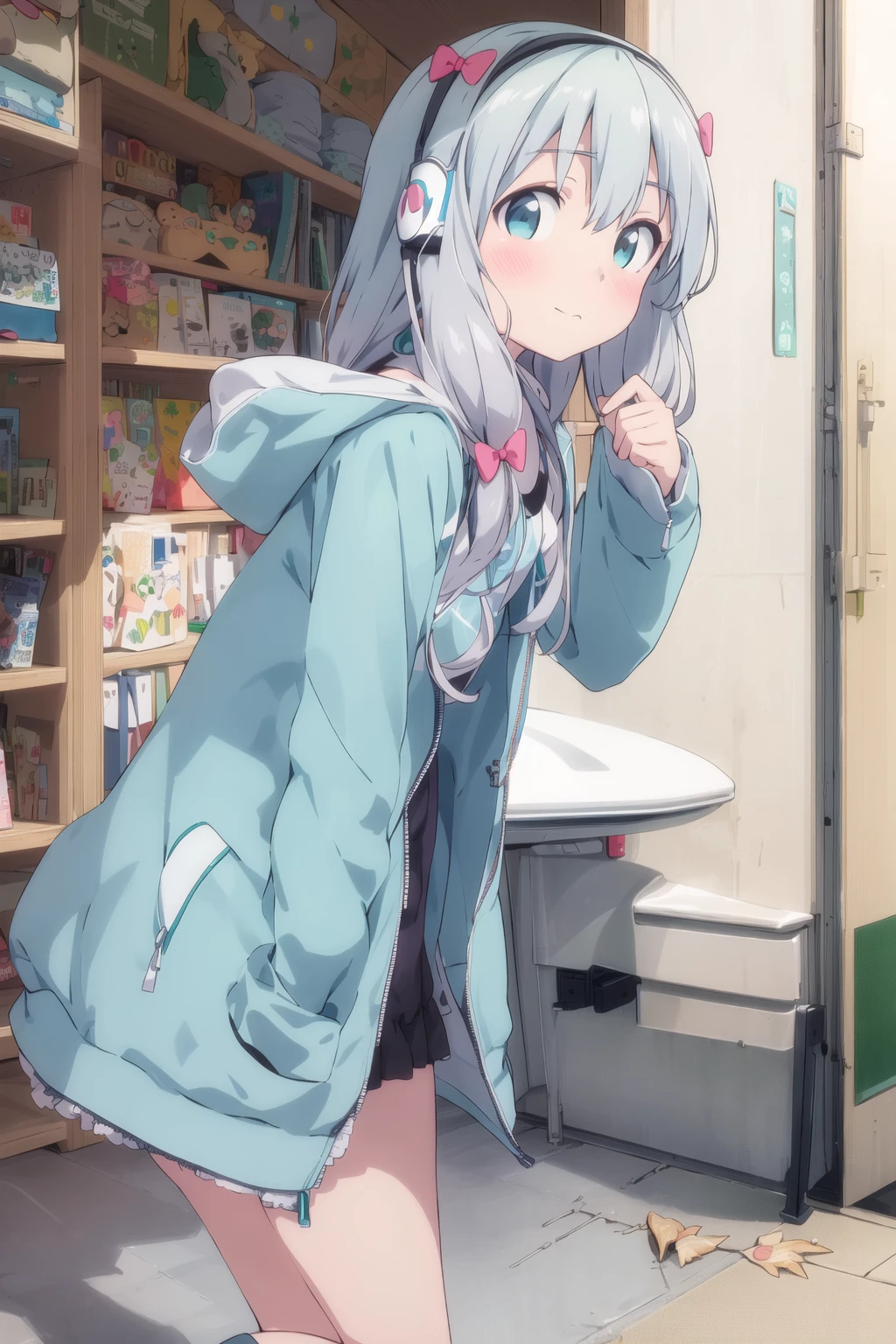 sagiri_izumi,1girl, blue green zipper coat,face front,closed mouth<lora:sagiri_v1:0.8>