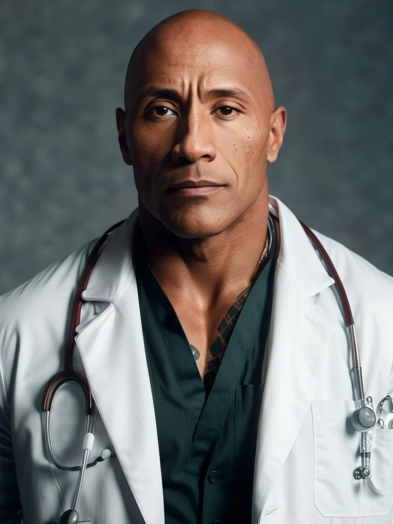 award winning photo of th3r0ck ,as (a doctor:1.1), muscular, serious look on the face, wearing a doctors coat, abs, in a hospital
<lora:TheRockV3:0.9>
