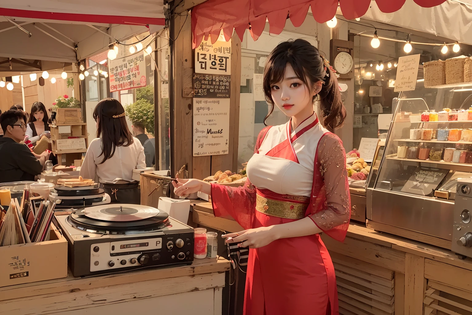 1 korean cute girl, (21 years old cute Korean girl:1.2), (kpop idol:1.2), (korean beauty:0.8), (korean mixed), (large breasts), (__place__)
