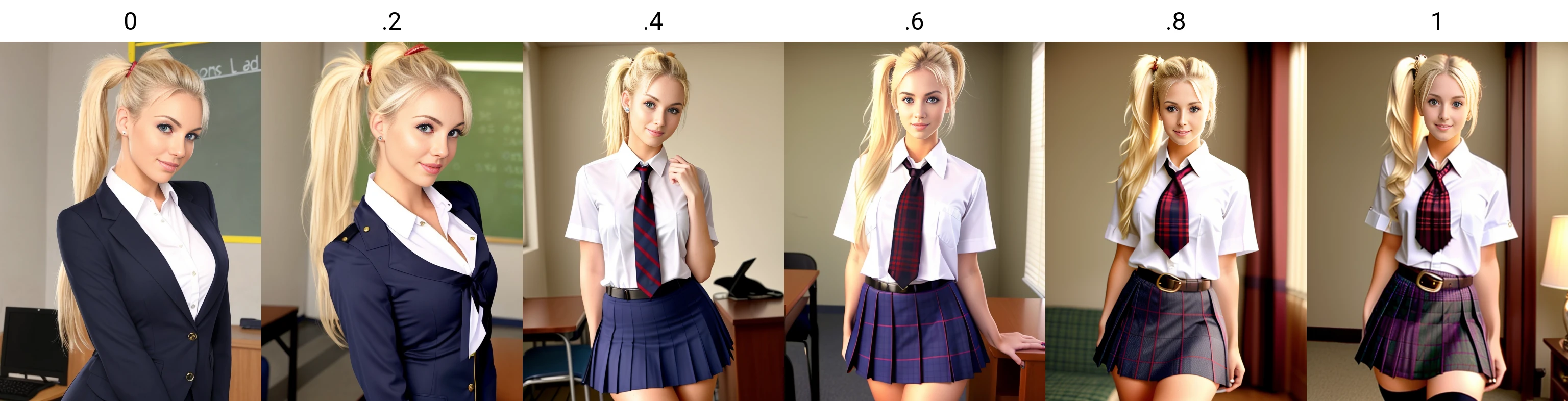 sexy blonde 25 year old woman with ponytail in schooluniform <lora:schooluniform:0>