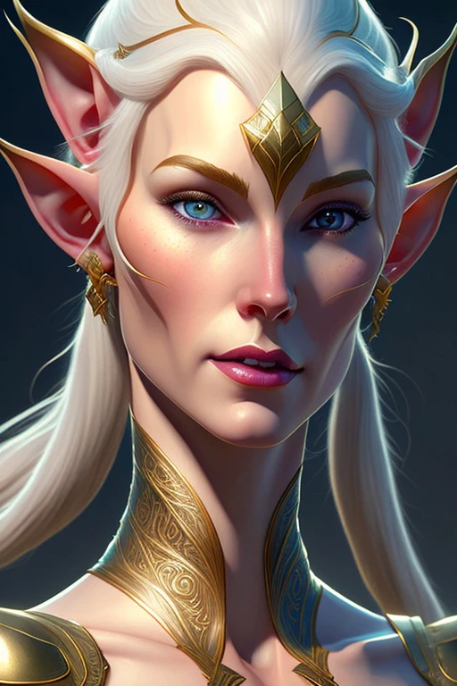 portrait of female elf, intricate, elegant, highly detailed, digital painting, artstation, concept art, smooth, sharp focus, illustration, art by artgerm and greg rutkowski and alphonse mucha, 8k <lora:iu_V35:0.5> <lora:epiNoiseoffset_v2:0.5>