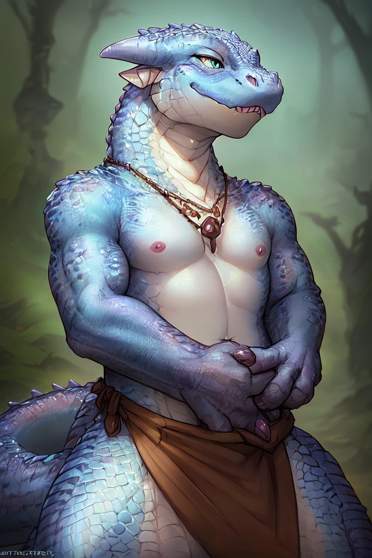 dark fantasy art, uploaded on e621, anthro, nsfw, furry, explicit, explict, (by mrsafetylion, mrjimmydafloof, kabier, jasonafex), ((kobold)), high res, ((detailed realistic image)), (detailed eyes, expressive eyes), impasto impressionism, insane details, soft, cinematic lighting, (hyper realistic scales:1.3), (detailed scales:1.2), pupils, (full body view), (scale covered body), (athletic:0.8), (chubby:1.1), (kobold face), (kobold features), (expressive face, detailed face), (smirk), (realistic quality:1.3), photographic quality, <hypernet:furry_2:1>, nipples, belly button, (posing), full color, (3d:1.3), leering, kemono, (smaller male:1.5), loincloth, spear,