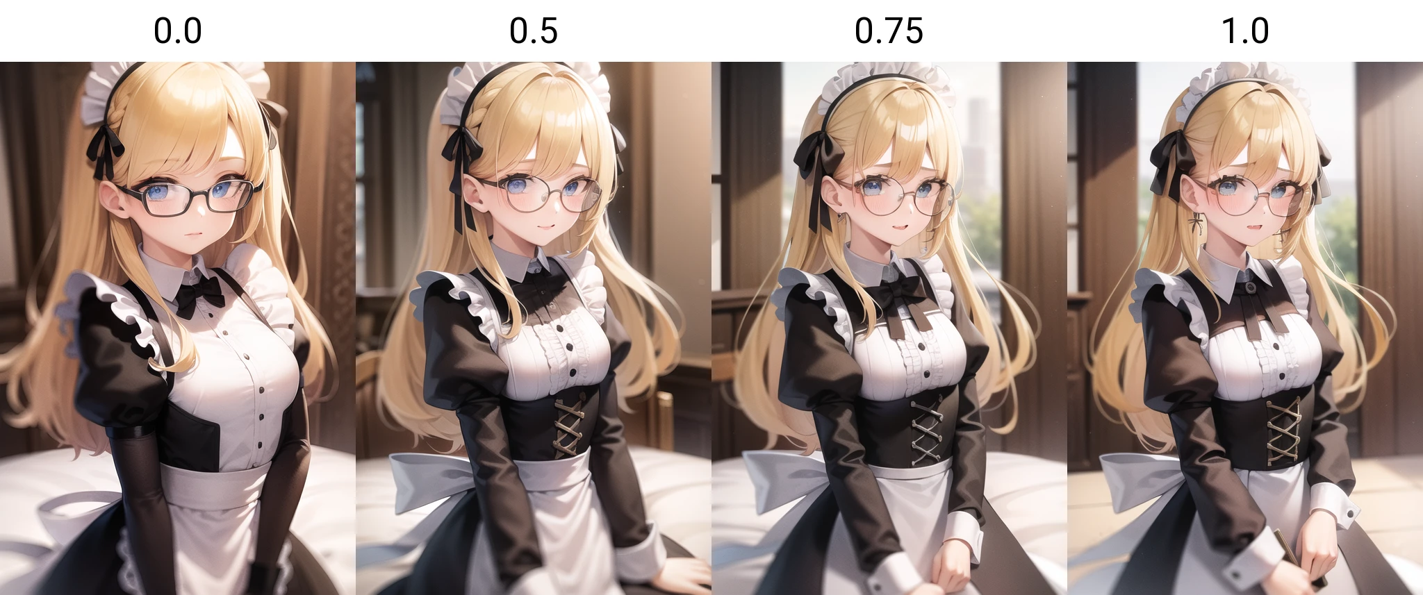 1girl, blonde hair, blue eyes, maid headdress, small breasts, 
<lora:circle-glasses_v1.1:0.0>, round-glasses, masterpiece, best quality, highly detailed