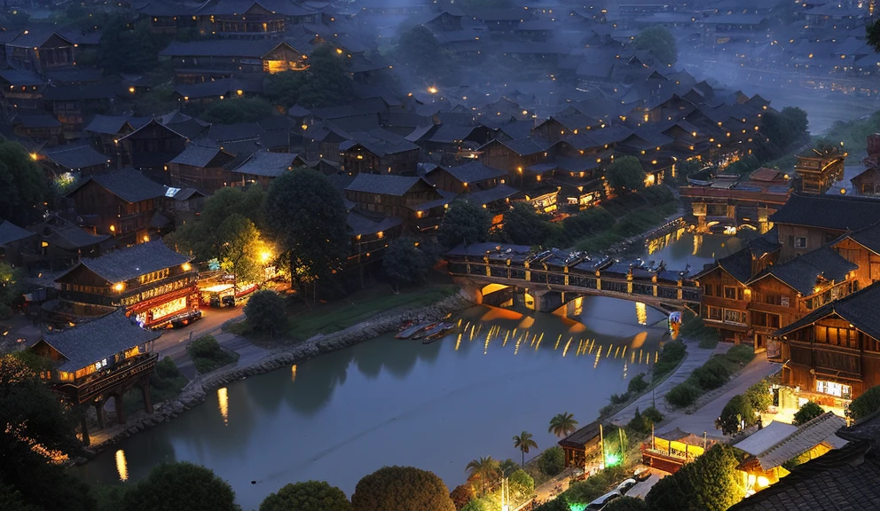 scenery, no humans, night, building, road, tree, city, outdoors, cityscape, city lights, bridge, house, sky, town,  <lora:QHMZ:1>, 
(raw photo:1.2), (photorealistic:1.4), absurdres, incredibly absurdres, huge filesize , ultra-detailed, highres, extremely detailed,best quality ,masterpiece, illustration, an extremely delicate and beautiful, extremely detailed ,CG ,unity ,8k wallpaper, Amazing, finely detail,