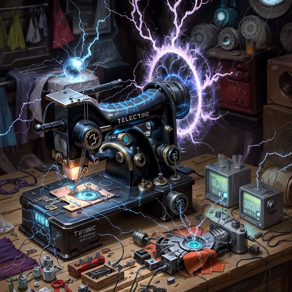 concept art  <lora:teslapunkai2:.6> , teslapunkai, 
Sewing machine ,  
Electro-magnetic