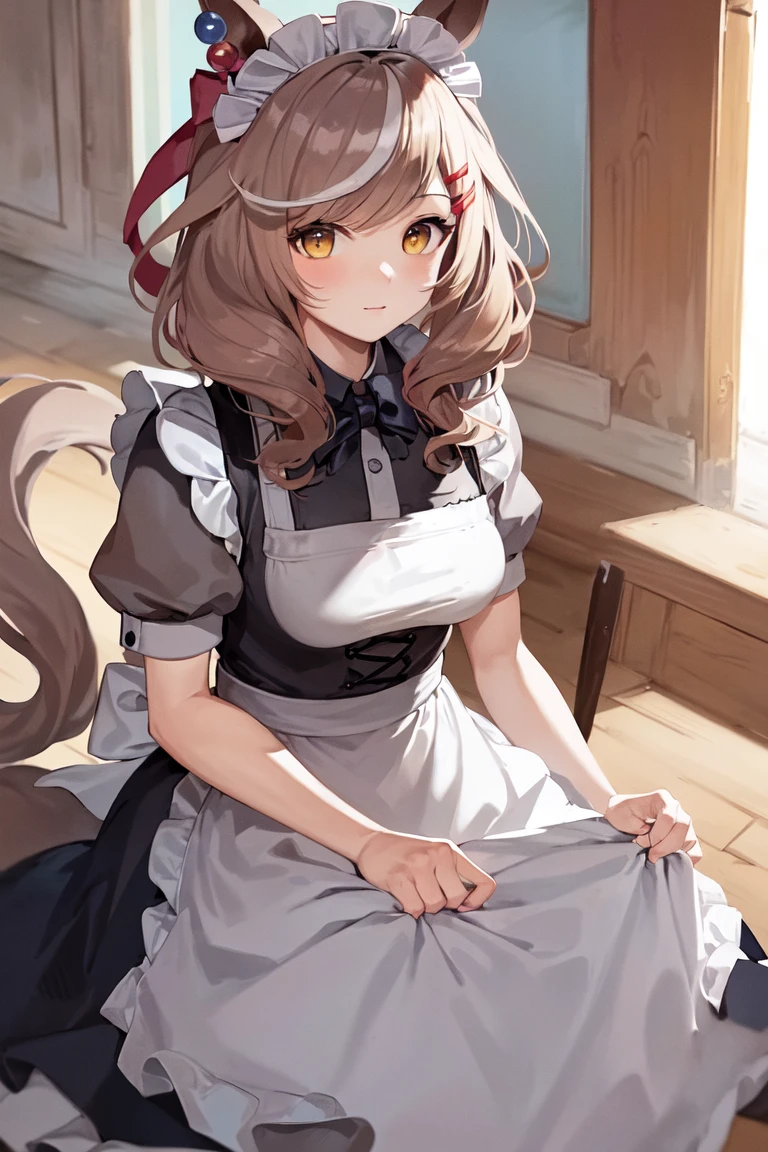 masterpiece, best quality,
matikanetannhauser \(umamusume\),
enmaided, maid, maid headdress, maid apron, 
<lora:matikanetannhauser_loha:0.7>