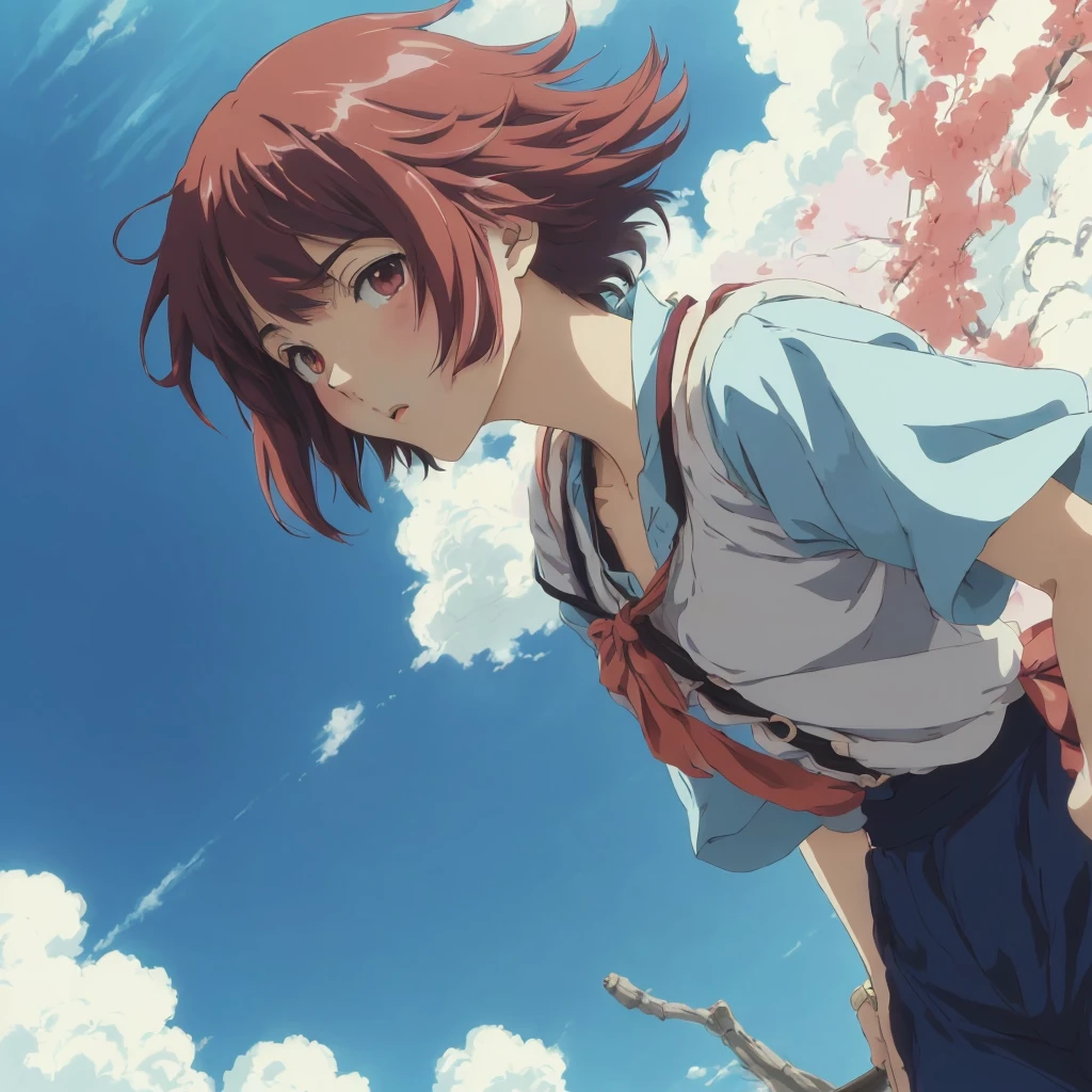 (Gorgeous anime screencap,limited palette, :1.3) of masterpiece, best quality, (anime screencap, Celluloid vivid color :1.3) 1girl, studio ghibli,Shinkai Makoto