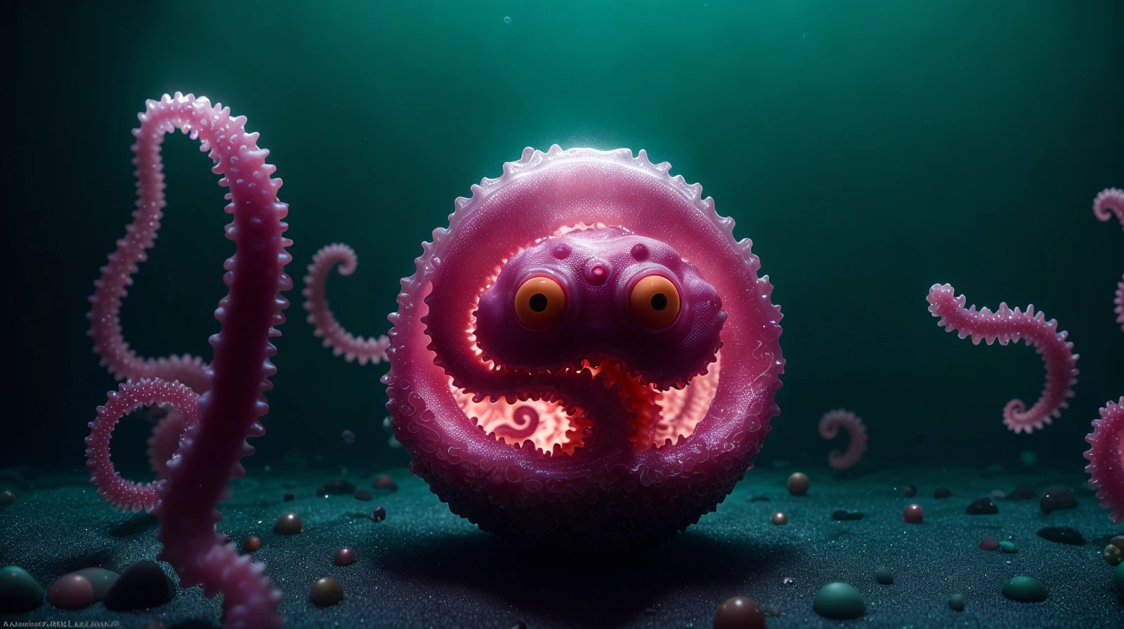 abstract colors, texture, film grain, slimy, atmospheric haze:0.1 hasselblad dslr RAW photo, backlit intricate dramatic macro photo a (cute microscopic)1.2 glowing pink cthulhu elder god larva, lovecraftian horror, (translucent amoeba)1.3 amphibian seahorse cephalopod octopus tentacles swimming in a knollingcase glass test tube, concept art, cinematic movie still frame, (analog style)1.3 (film grain)1.3, anna dittmann magali villeneuve marc simonetti