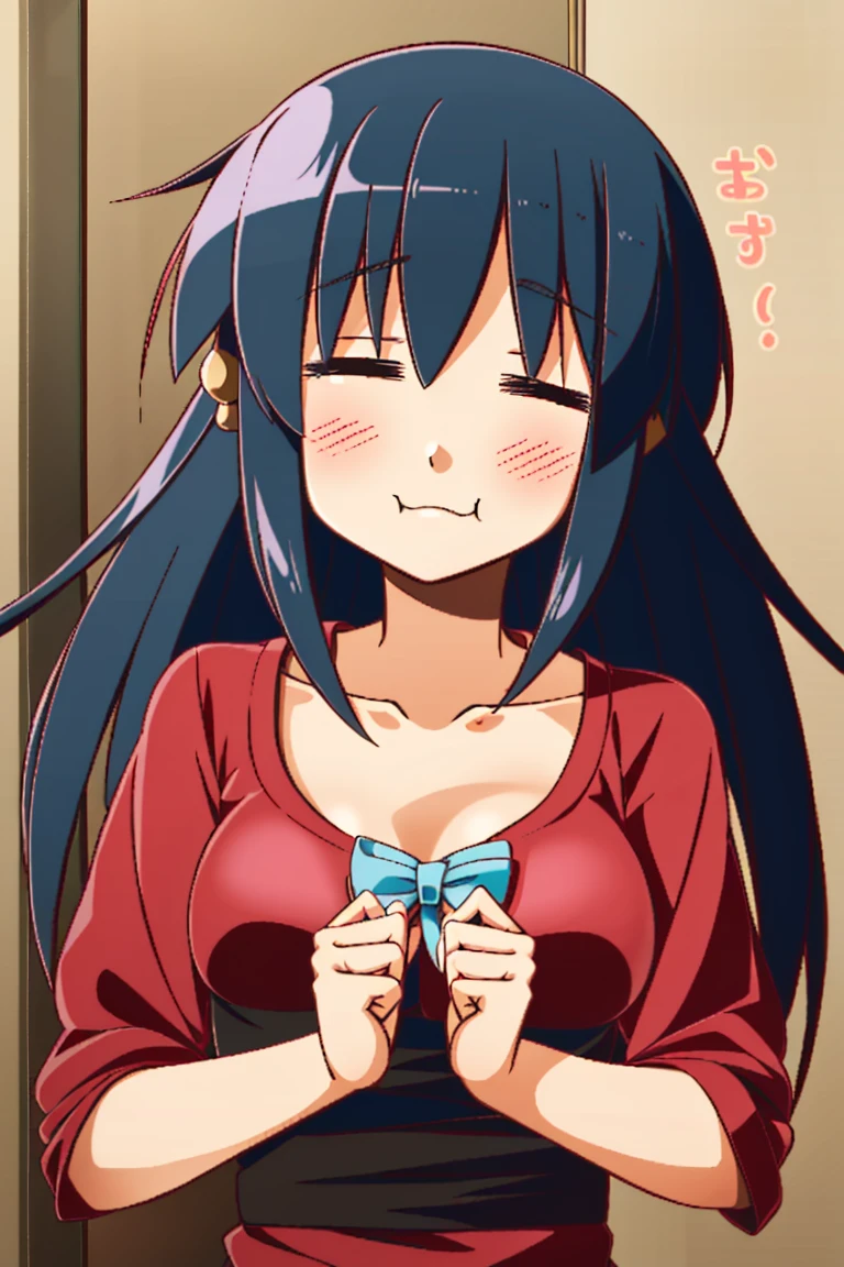 <lora:moreExpressions:1>, 1girl, solo, =_=, closed eyes, :3, masterpiece, best quality,