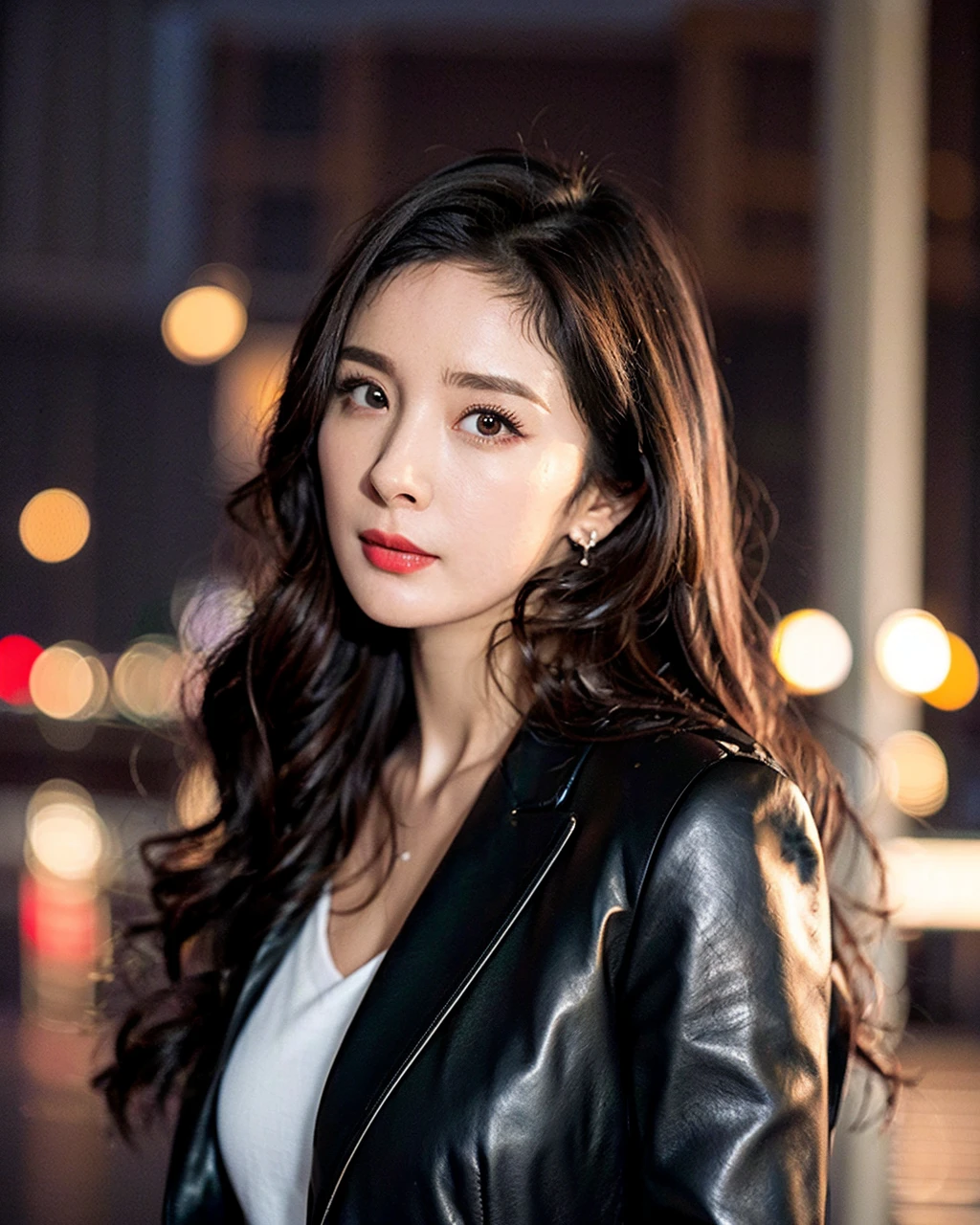 (yangmi), standing on the street at night, rain, wet, water drop, city lights,
detailed face, medium breasts, school uniform, upper body,
masterpiece, best quality, (realistic, photo-realistic:1.3), (RAW photo:1.2), extremely detailed CG unity 8k wallpaper, an extremely delicate and beautiful, amazing, finely detail, official art, absurdres, incredibly absurdres, huge file size, ultra-detailed, extremely detailed, beautiful detailed girl, extremely detailed eyes and face, beautiful detailed eyes, dynamic angle, wide shot, cinematic lighting, moody lighting, (ulzzang-6500-v1.1:0.7),
