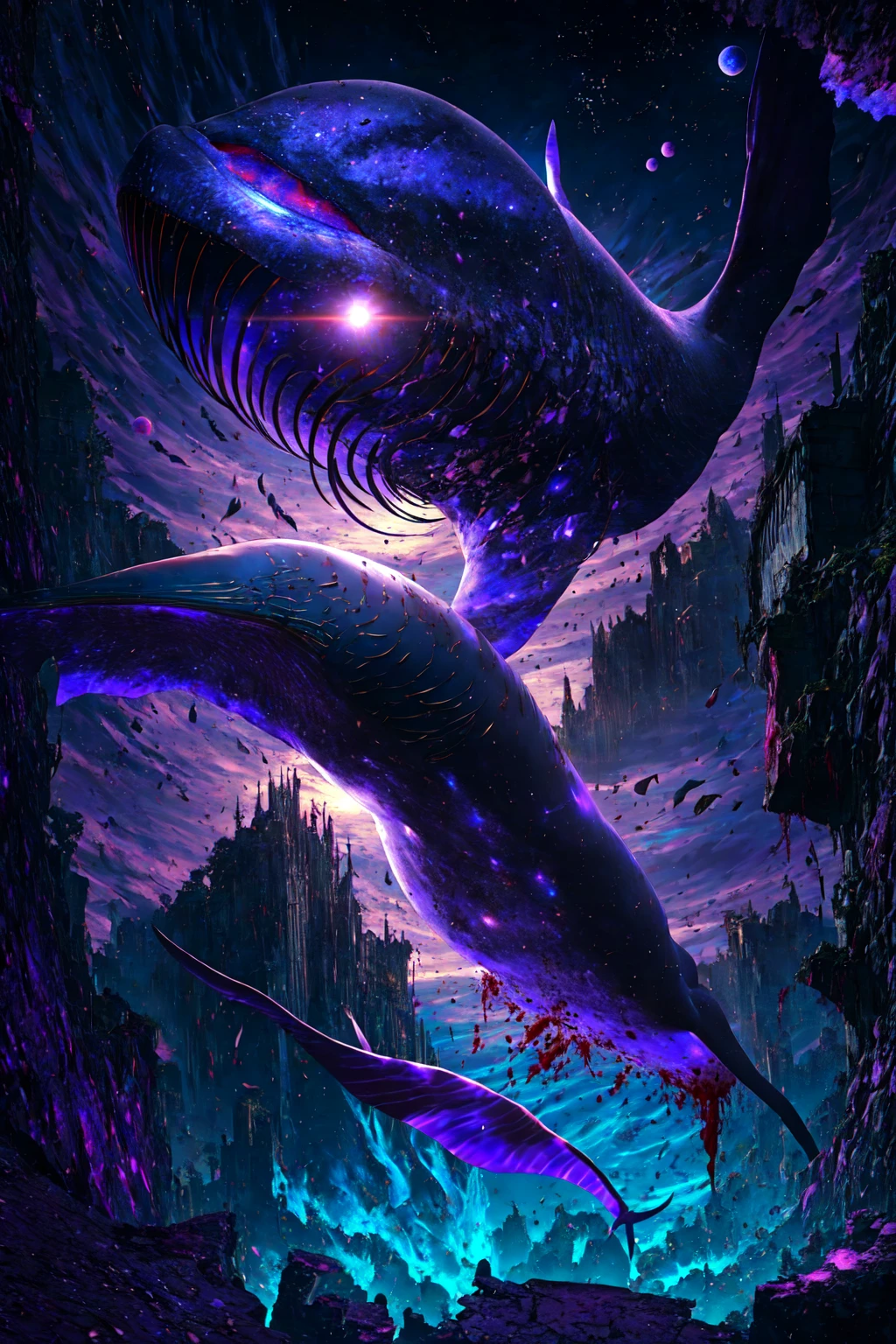 There is a whale that is floating in the water - SeaArt AI